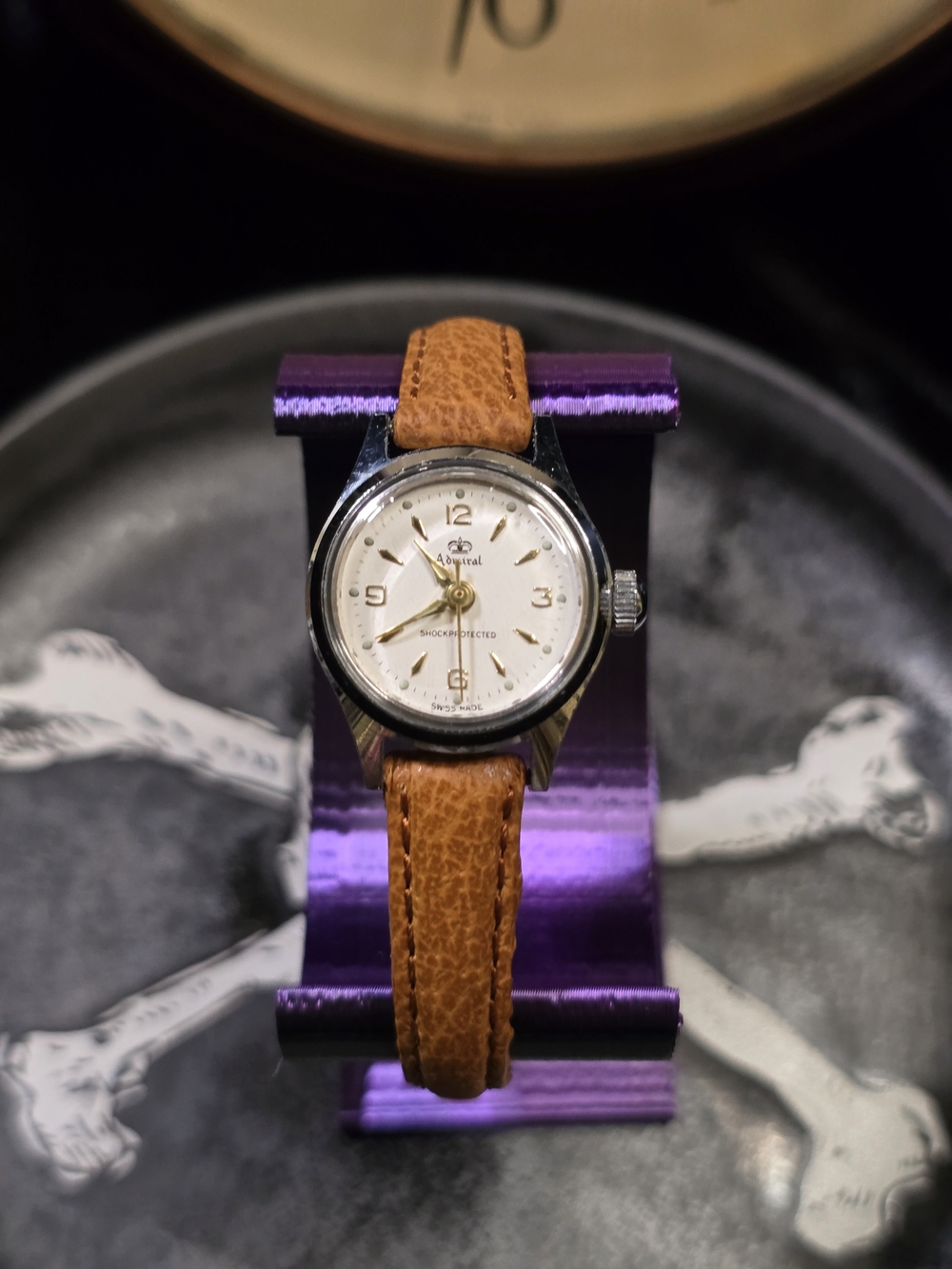 Admiral Vintage Manual Wind Ladies Wristwatch with Tan Leather Strap (22mm)